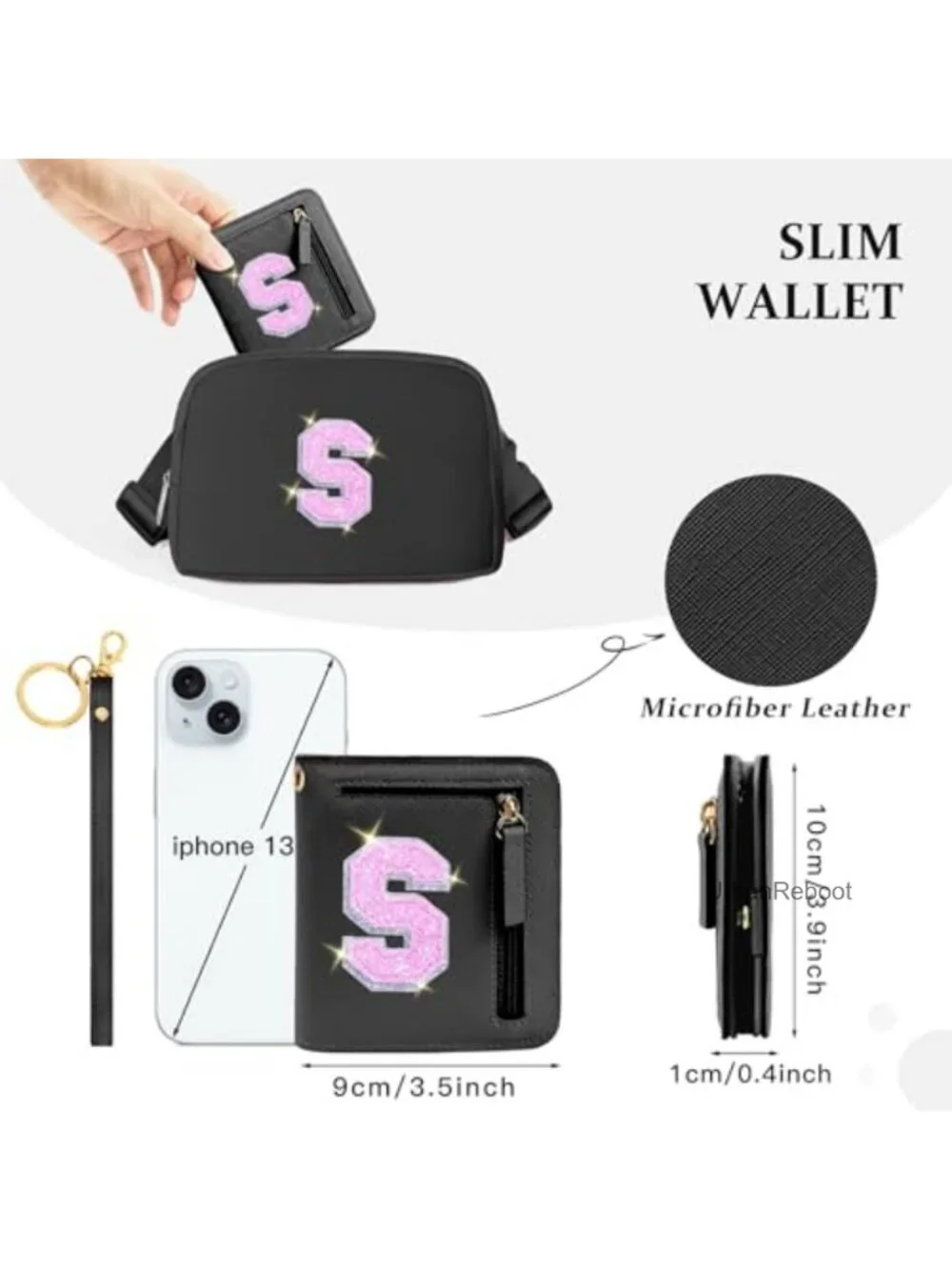 Girls RFID Wallet Small Bifold PU Leather Monogram Initial Coin Pouch